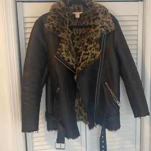 H&M black & cheetah jacket